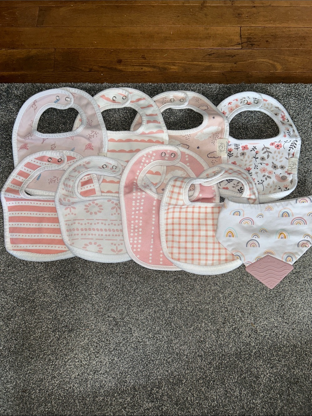 Soft Pink Baby Bib Bundle – Assorted Patterned Bibs